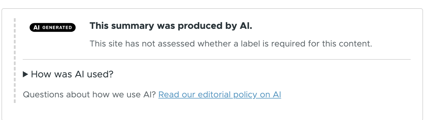 The disclosure card on content the site has not assessed