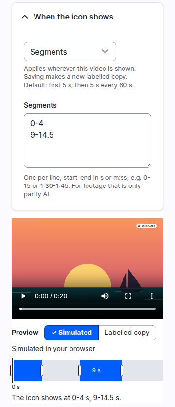The icon schedule on a video media form