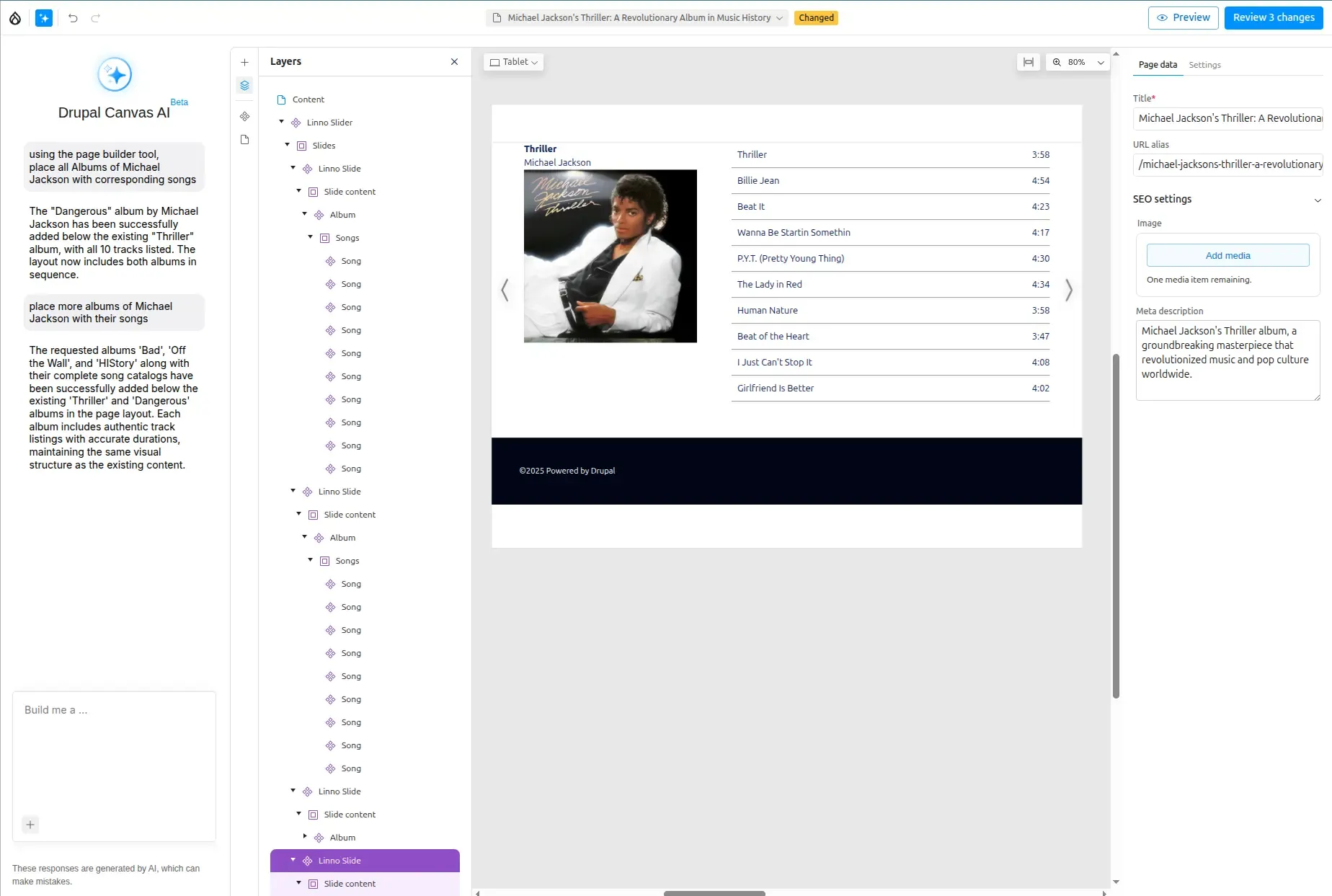 Slider of Michael Jackson's Albums