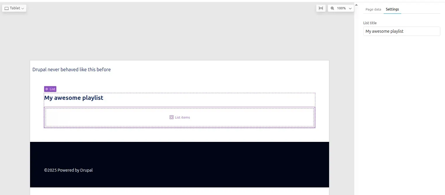 "SDC List with slot list items"