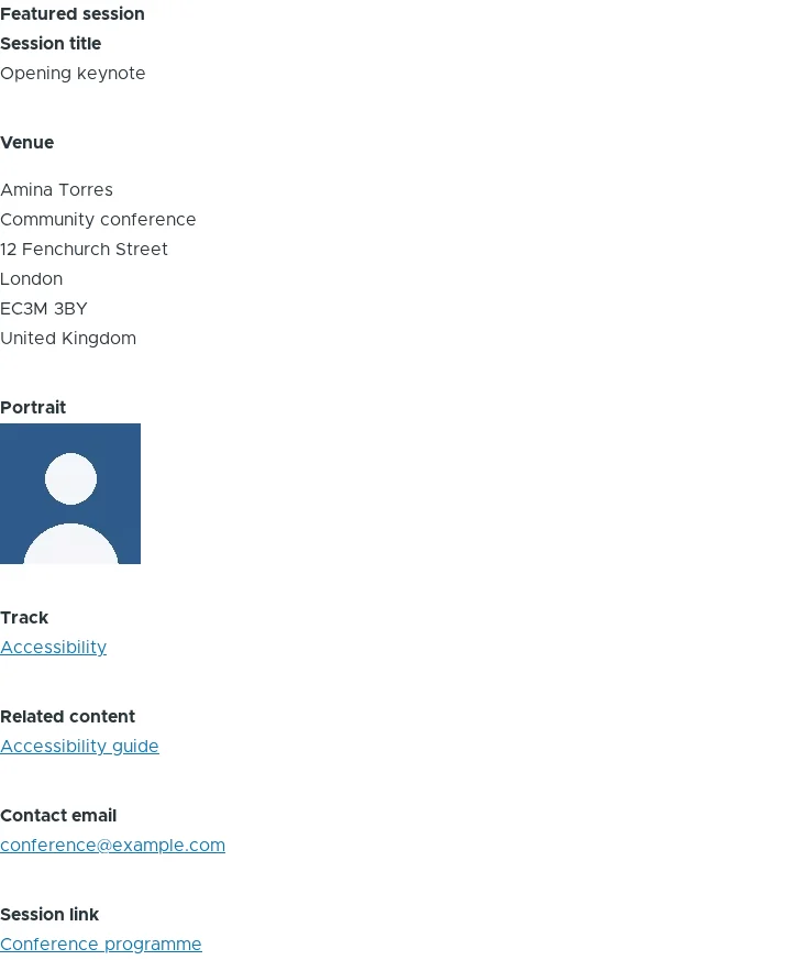 The saved address, portrait and references.