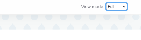 The Drupal CMS content preview toolbar shown when previewing an edited content item. Shows a dropdown labeled "View mode" with "Full" selected.