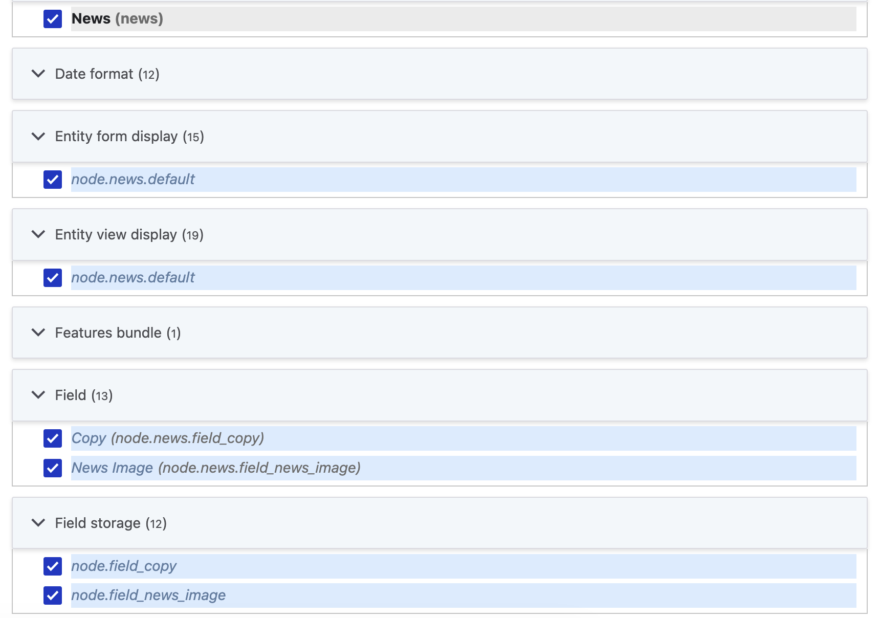 Screenshot of Features UI showing autodiscovered dependencies