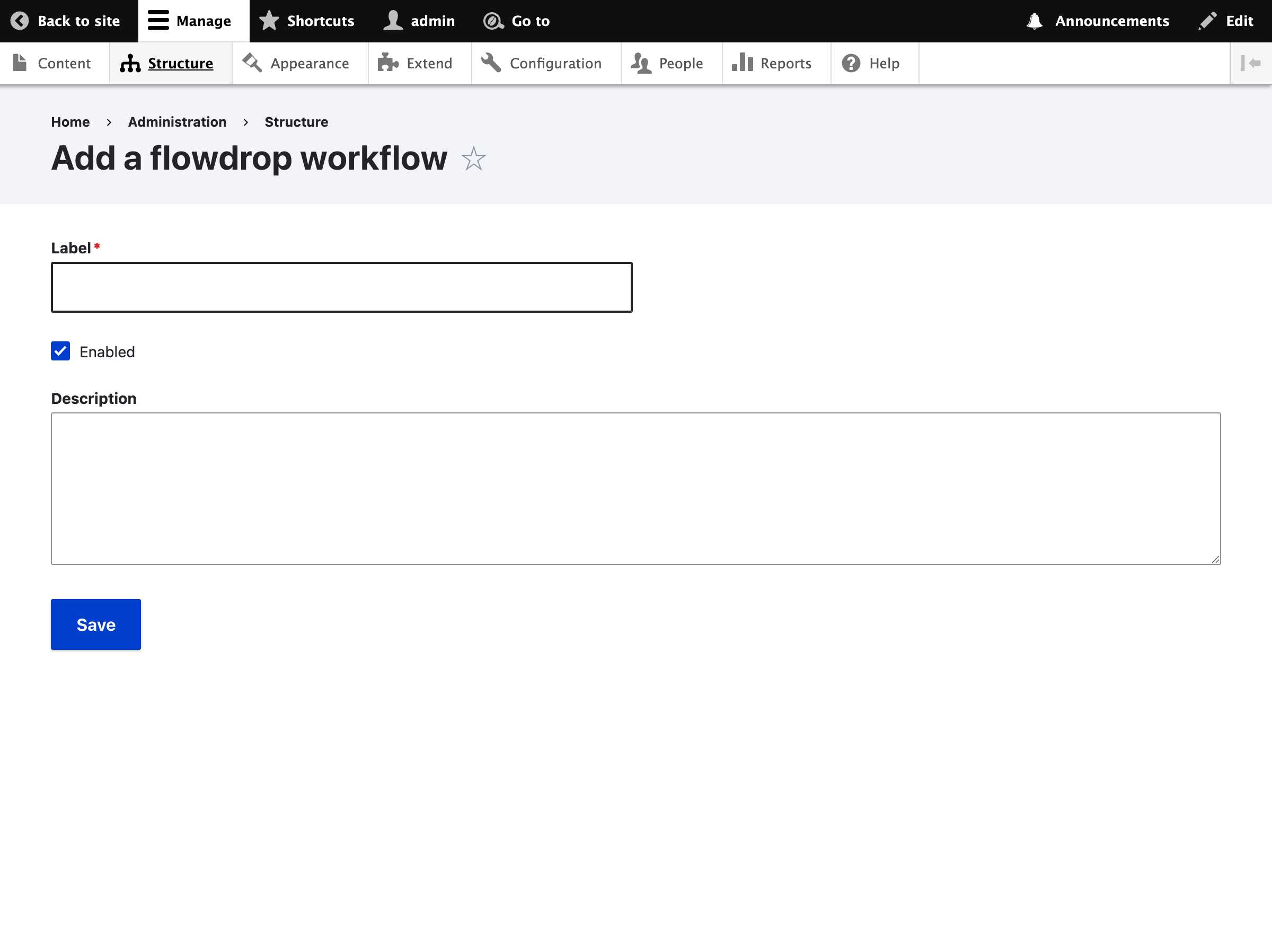 Add workflow form