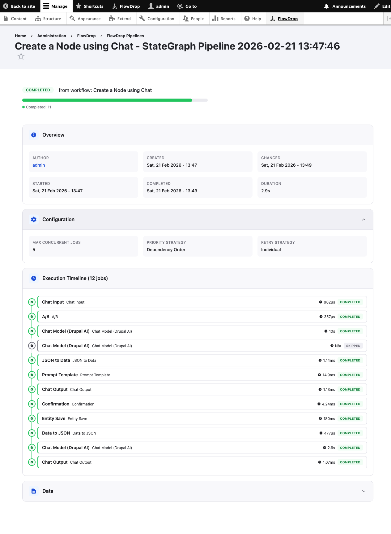 Successful execution result