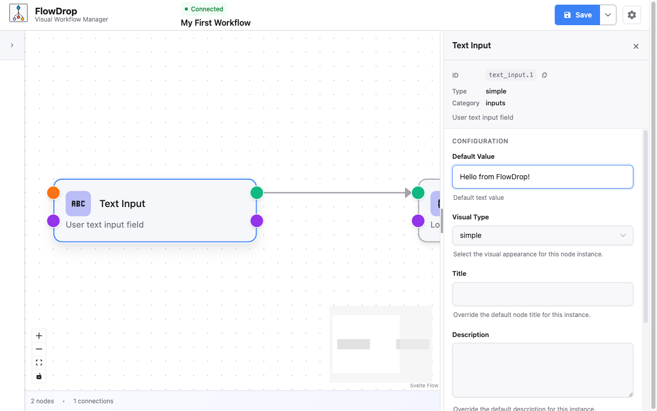 Node configuration panel