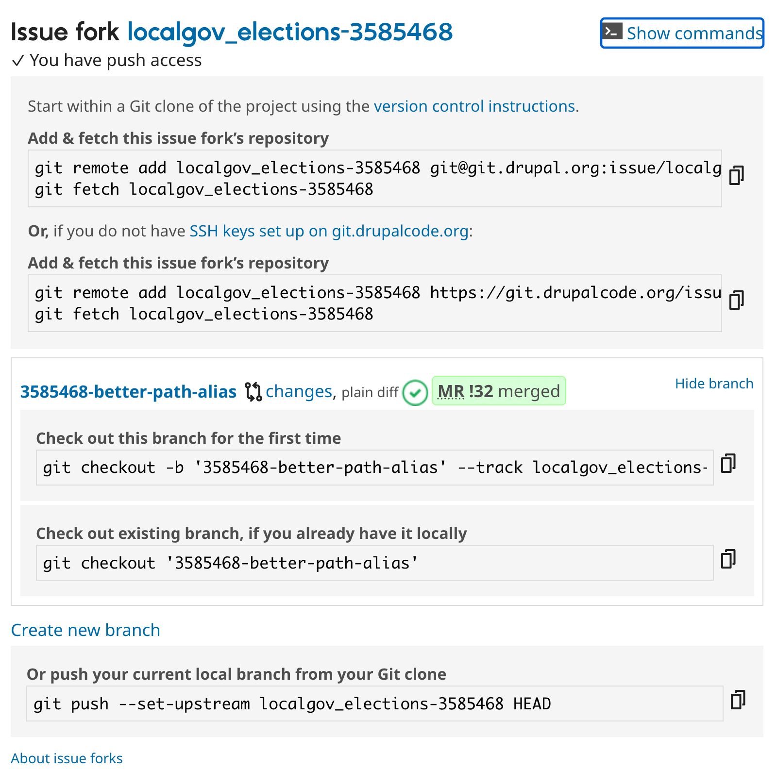Issue fork commands