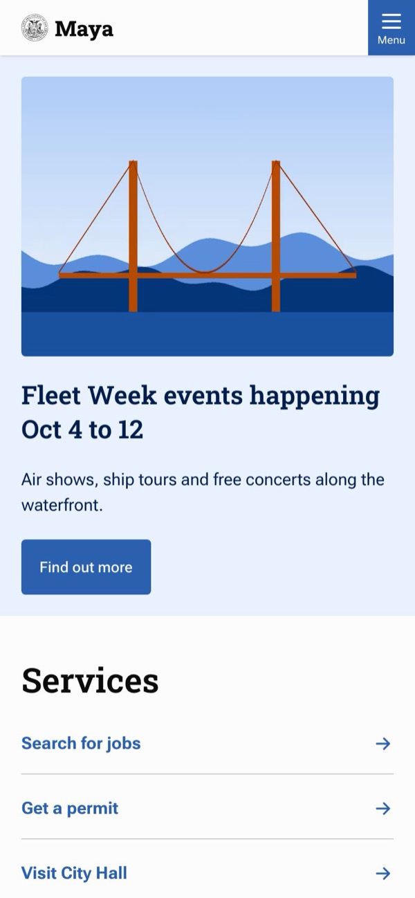 The home page on a phone.