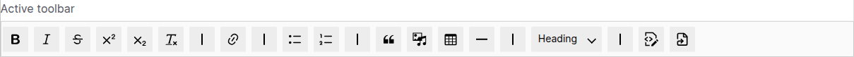 Active toolbar with the Insert file link button on the right
