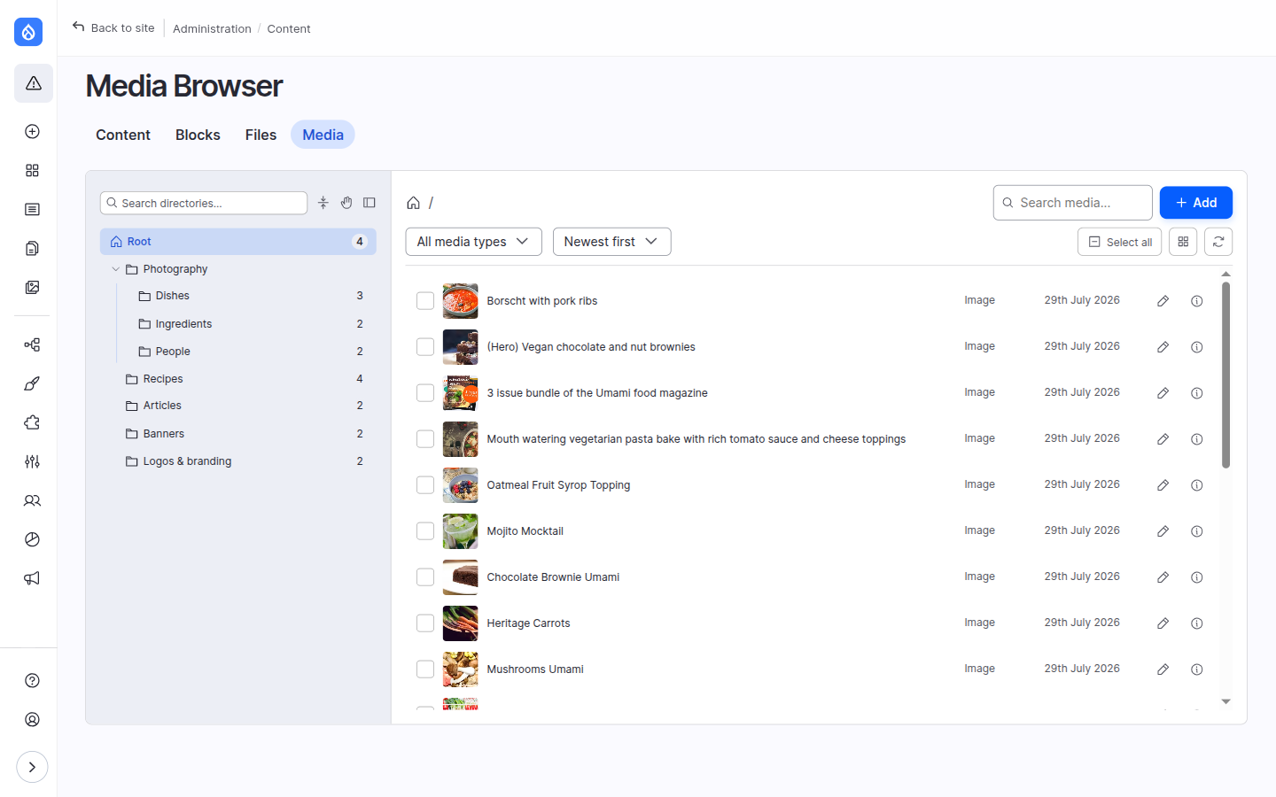 The same folder shown in list view