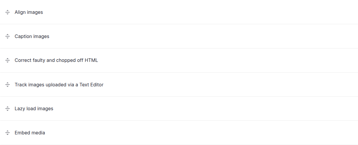 Filter processing order in the text format settings