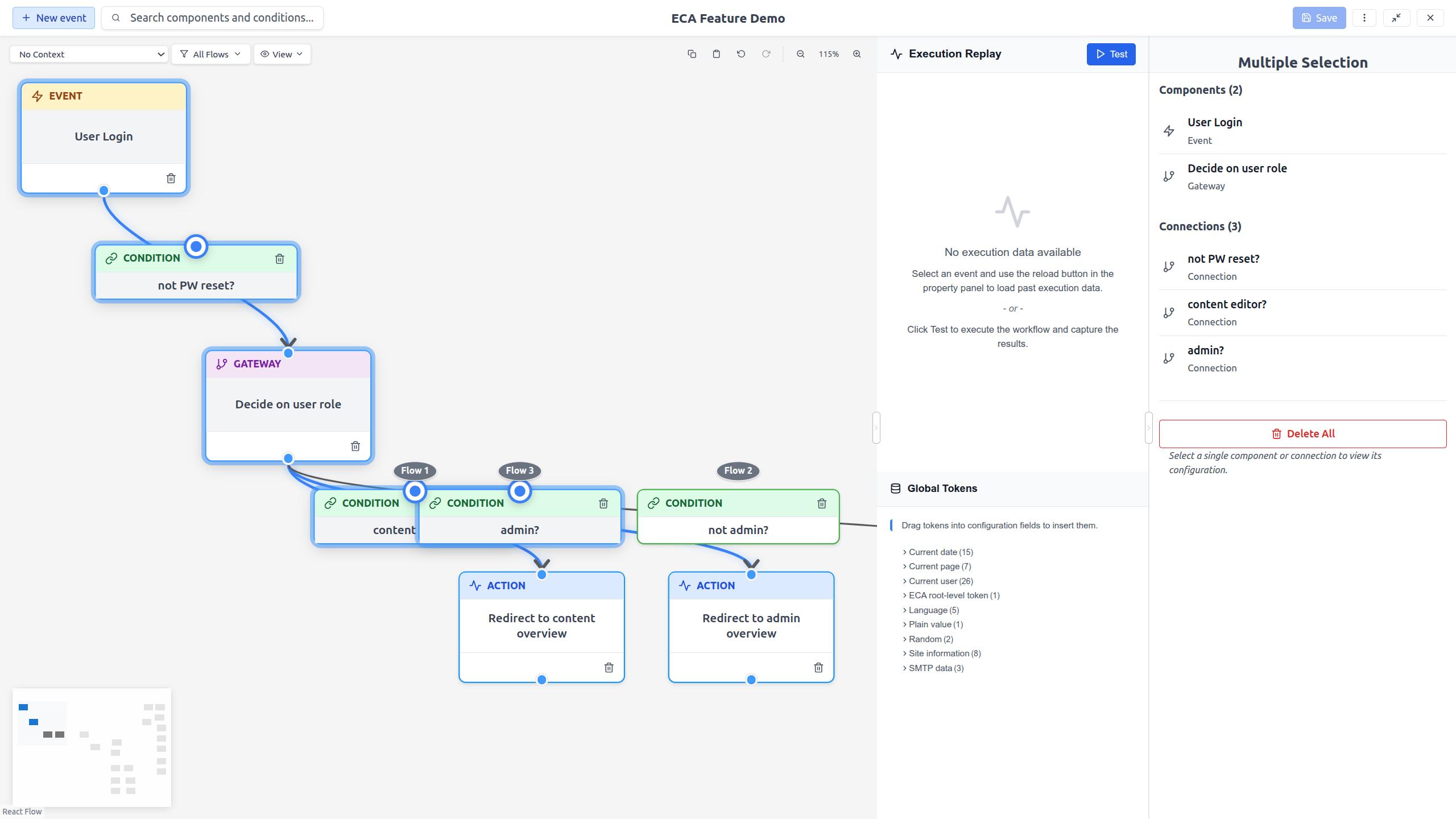Multi-Selection Panel showing bulk operations