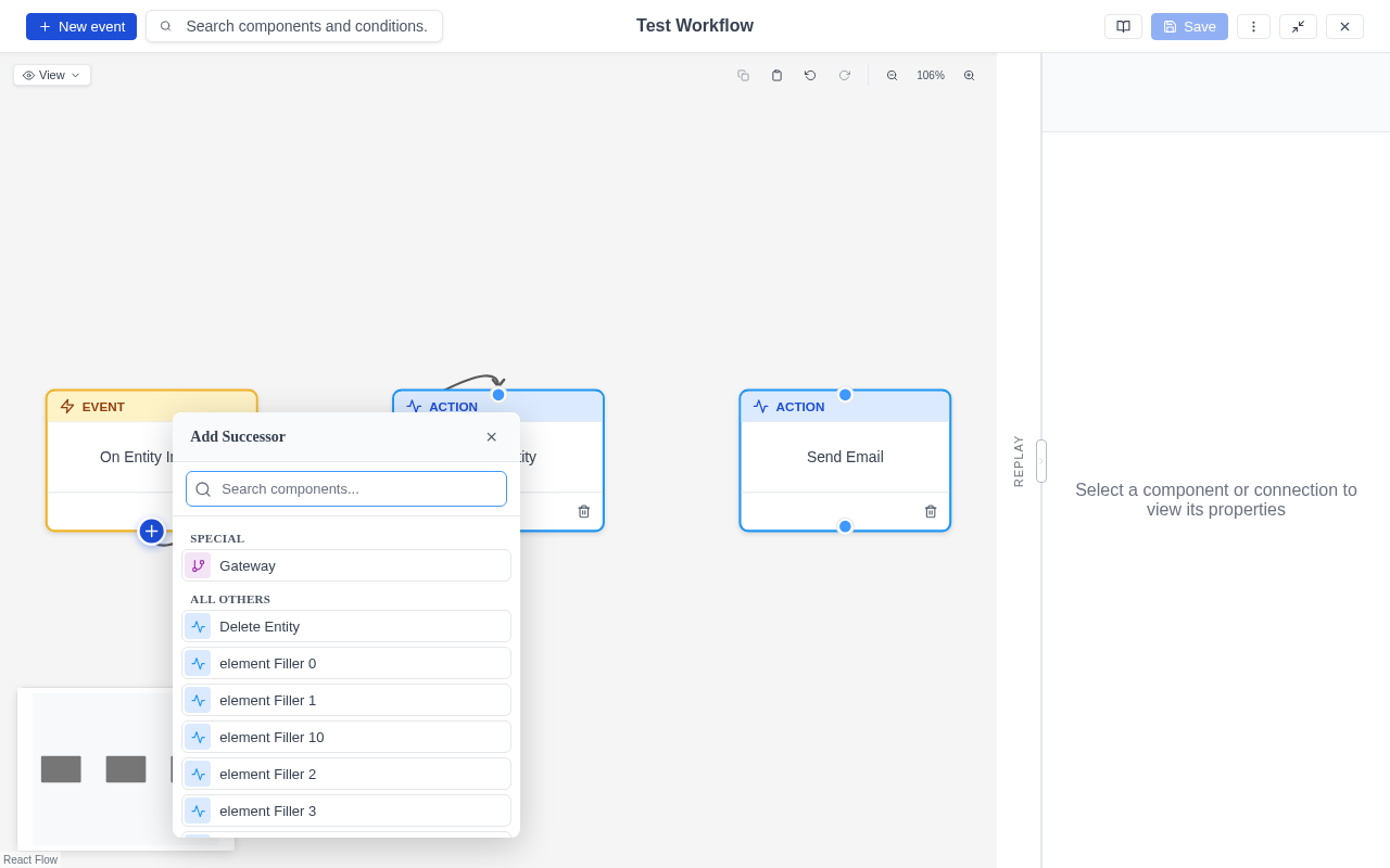 Quick-add button appearing on hover over a node