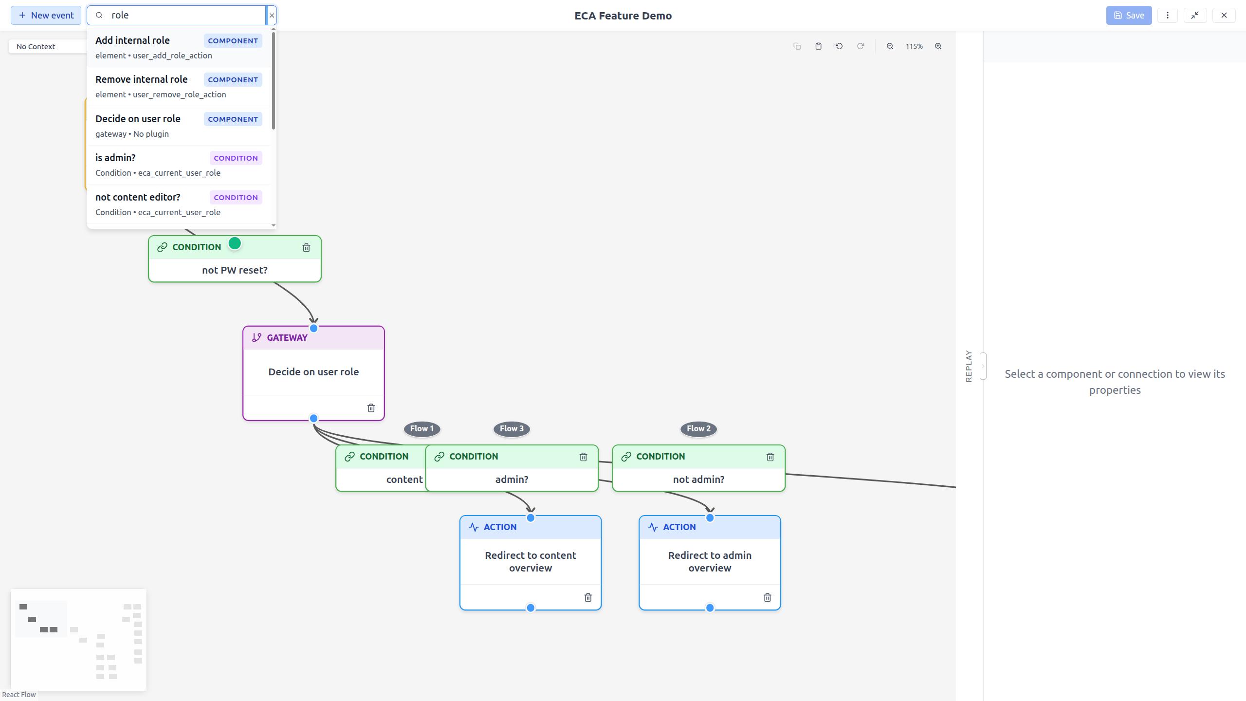 Search bar showing results for a query