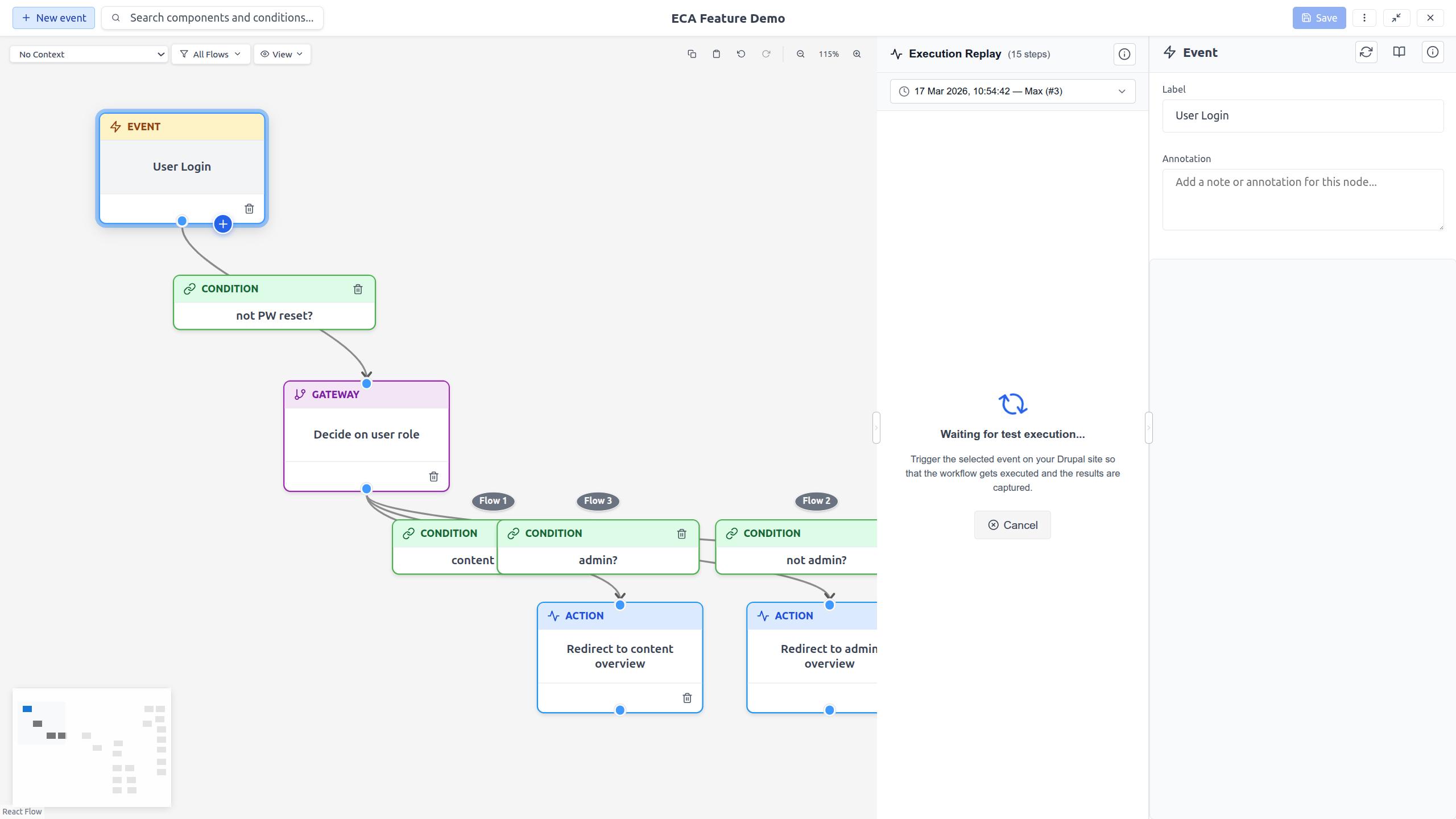 Test waiting state with spinning indicator