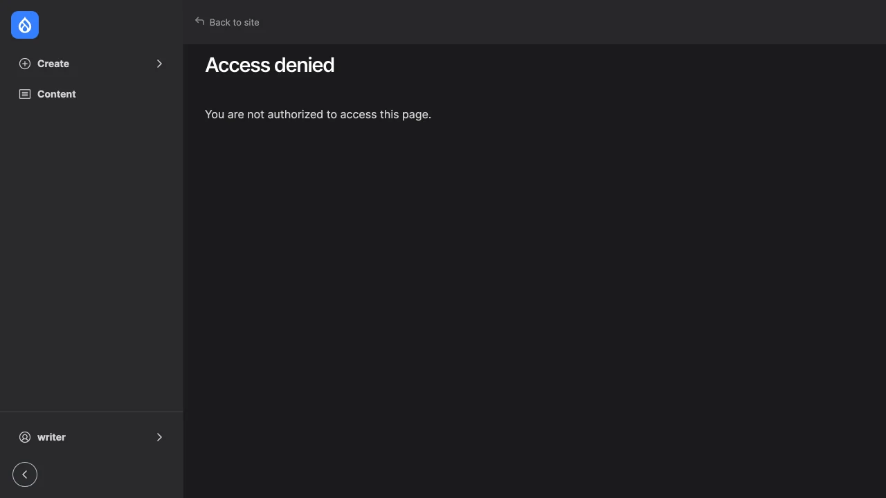 An account without a toolset's permission at /admin/site-agent: Access denied.