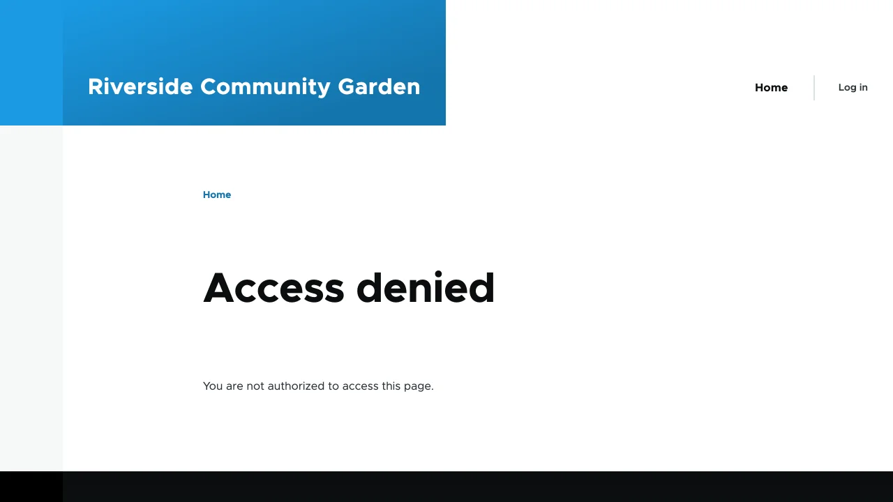 The new page's address, opened as a visitor: Access denied.