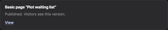 The result card after Publish: "Published. Visitors see this version."