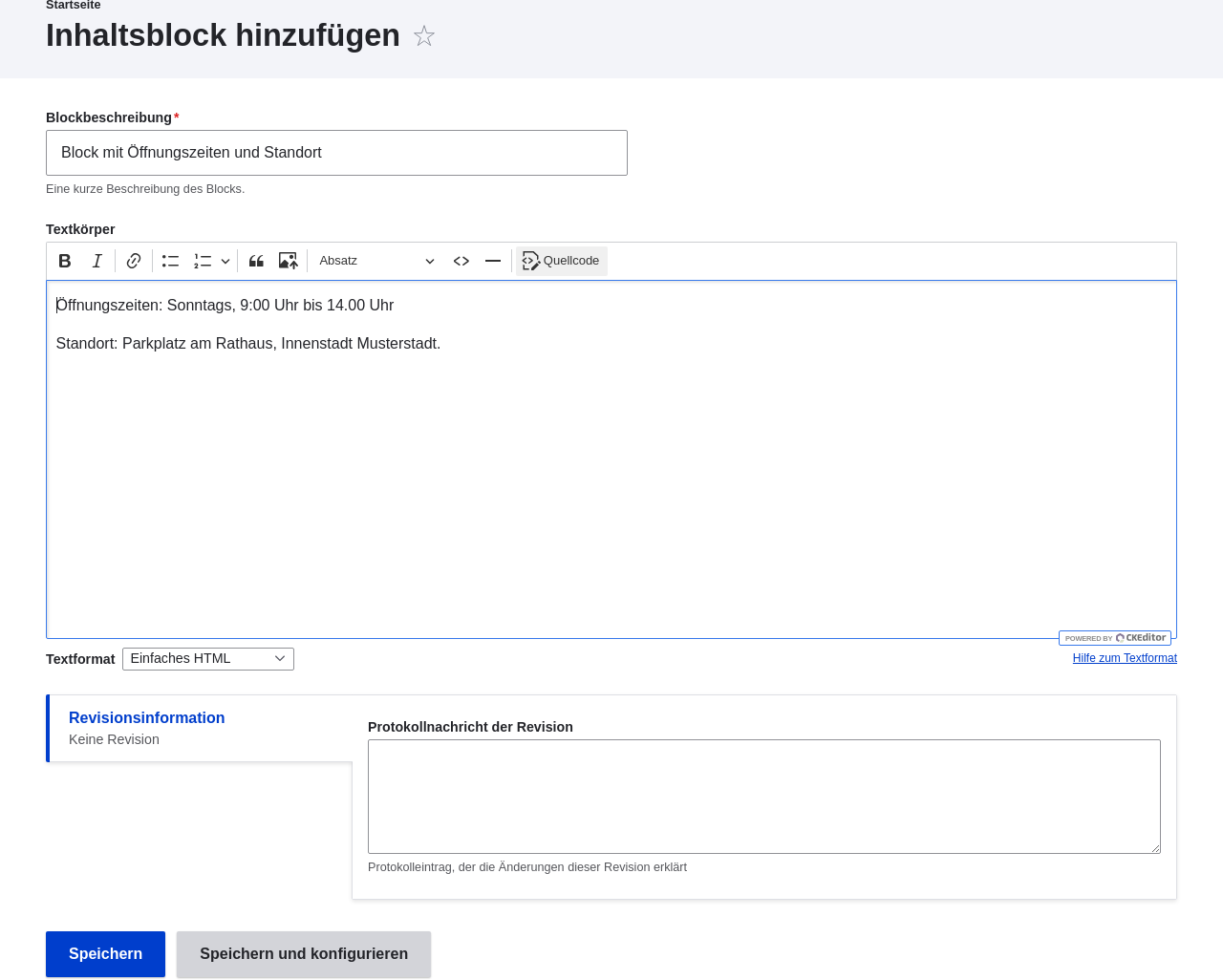 Einen benutzerdefinierten Block hinzufügen