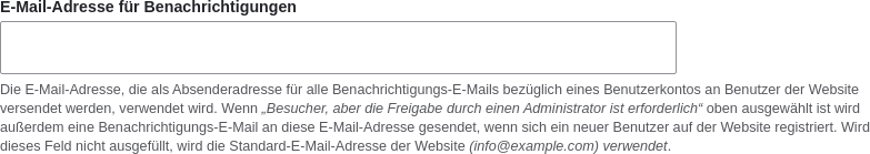 Benachrichtigungs-E-Mail von Adresse