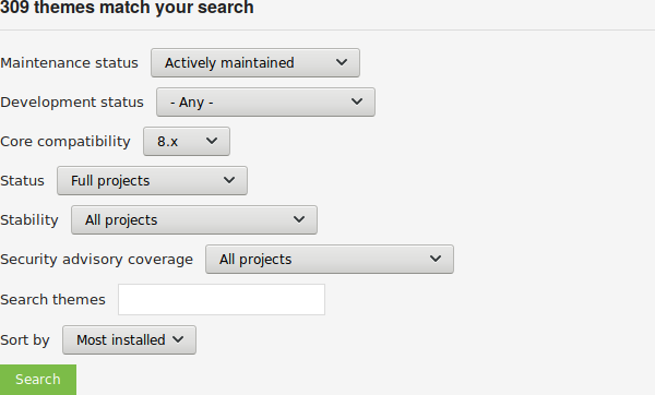 Filter auf der Themensuchseite auf _Drupal.org_