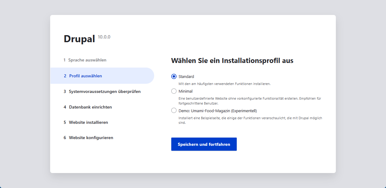 Database configuration form