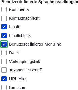 Custom language settings checklist