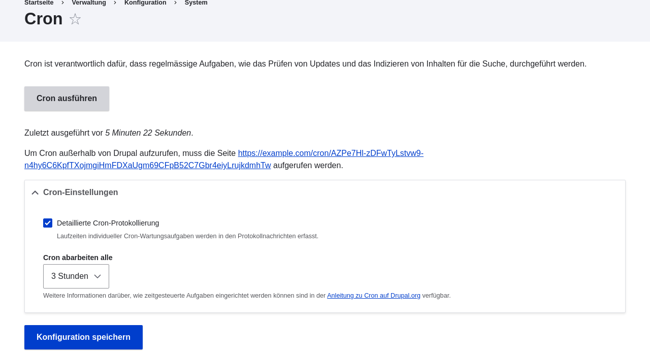 Konfigurieren Sie den Kern des automatisierten Cron-Moduls