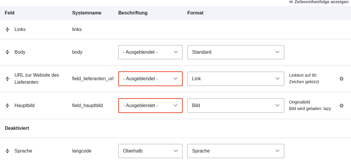 Selecting _main image title_ as _hidden_