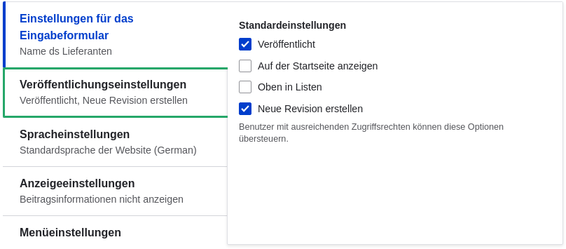 Publishing Options