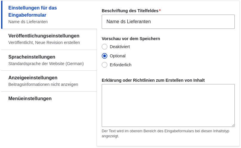 Submission form settings