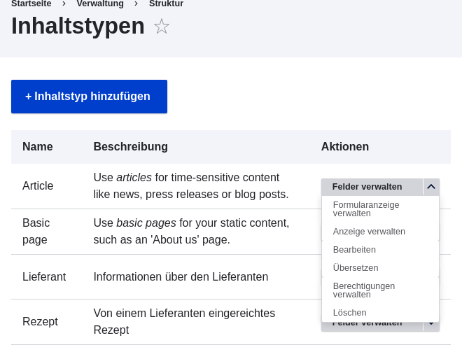 Article delete dropdown