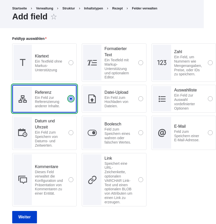 Add Ingredients field to Content type Recipe