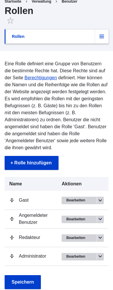 Roles page
