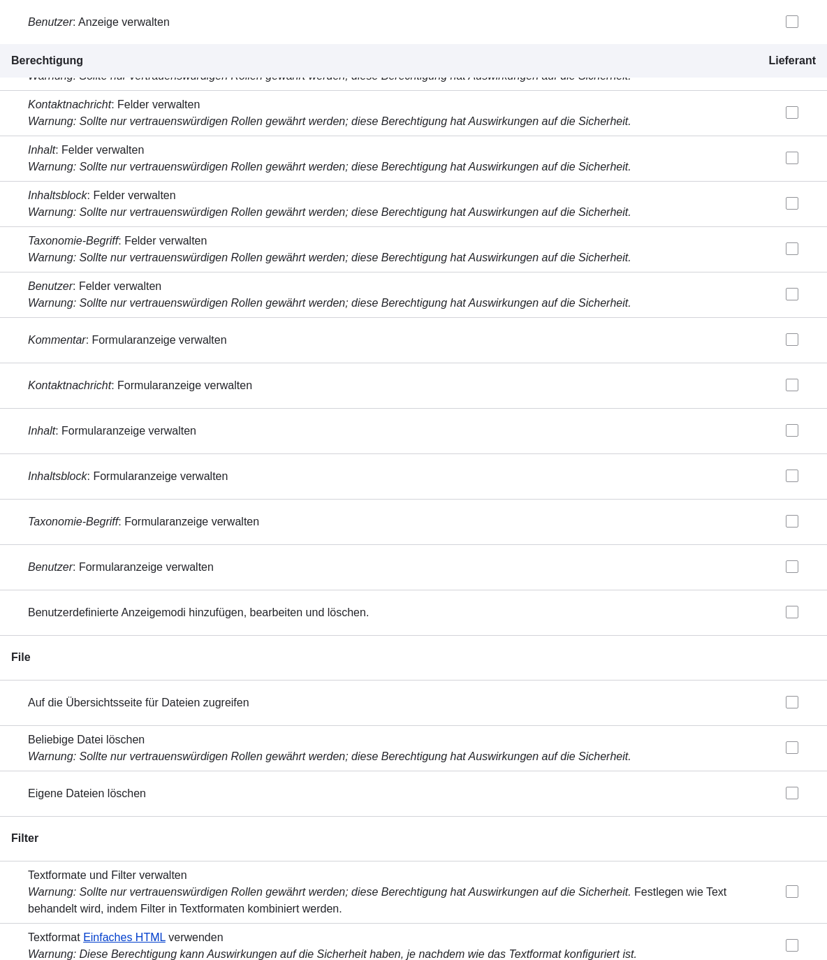 Granting users with the Vendor role the rights to create, delete and edit Recipes