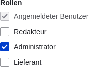 Roles section of user edit page