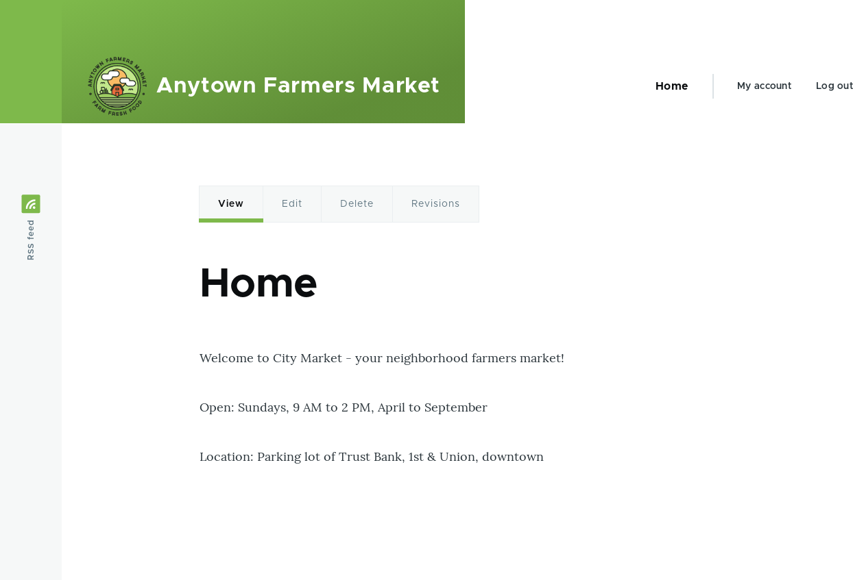 'FRONT PAGE' with 'Home' (Basic page) content added